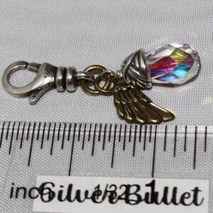 Silpada 925 Sterling Silver "On Angels Wings" Crystal Drop Clip On Charm C2550